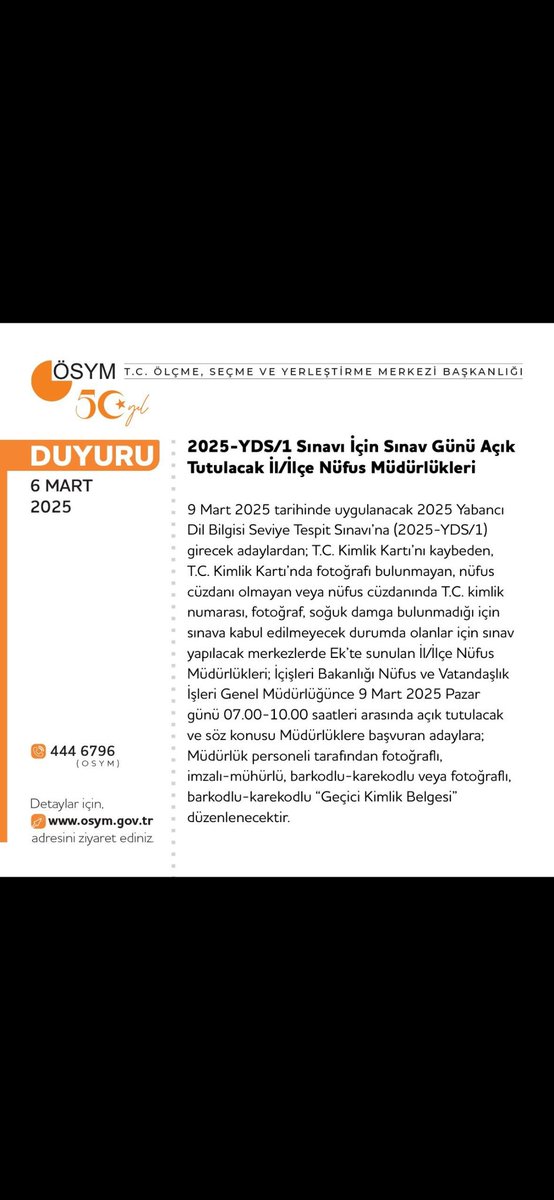 Tokat İl Nüfus ve Vatandaşlık Müdürlüğü (@tokatilnufus) on Twitter photo ✍️09 Mart 2025 tarihinde yapılacak olan Yabancı Dil Bilgisi Seviye Tespit Sınavına (2025-YDS/1) katılacak adaylara başarılar dileriz.
<a href="/tokatvaliligi/">Tokat Valiliği</a>
<a href="/abdullahkoklu/">Abdullah Köklü</a>
<a href="/AliDaglioglu37/">Ali DAĞLIOĞLU</a> ✍️09 Mart 2025 tarihinde yapılacak olan Yabancı Dil Bilgisi Seviye Tespit Sınavına (2025-YDS/1) katılacak adaylara başarılar dileriz.
<a href="/tokatvaliligi/">Tokat Valiliği</a>
<a href="/abdullahkoklu/">Abdullah Köklü</a>
<a href="/AliDaglioglu37/">Ali DAĞLIOĞLU</a>