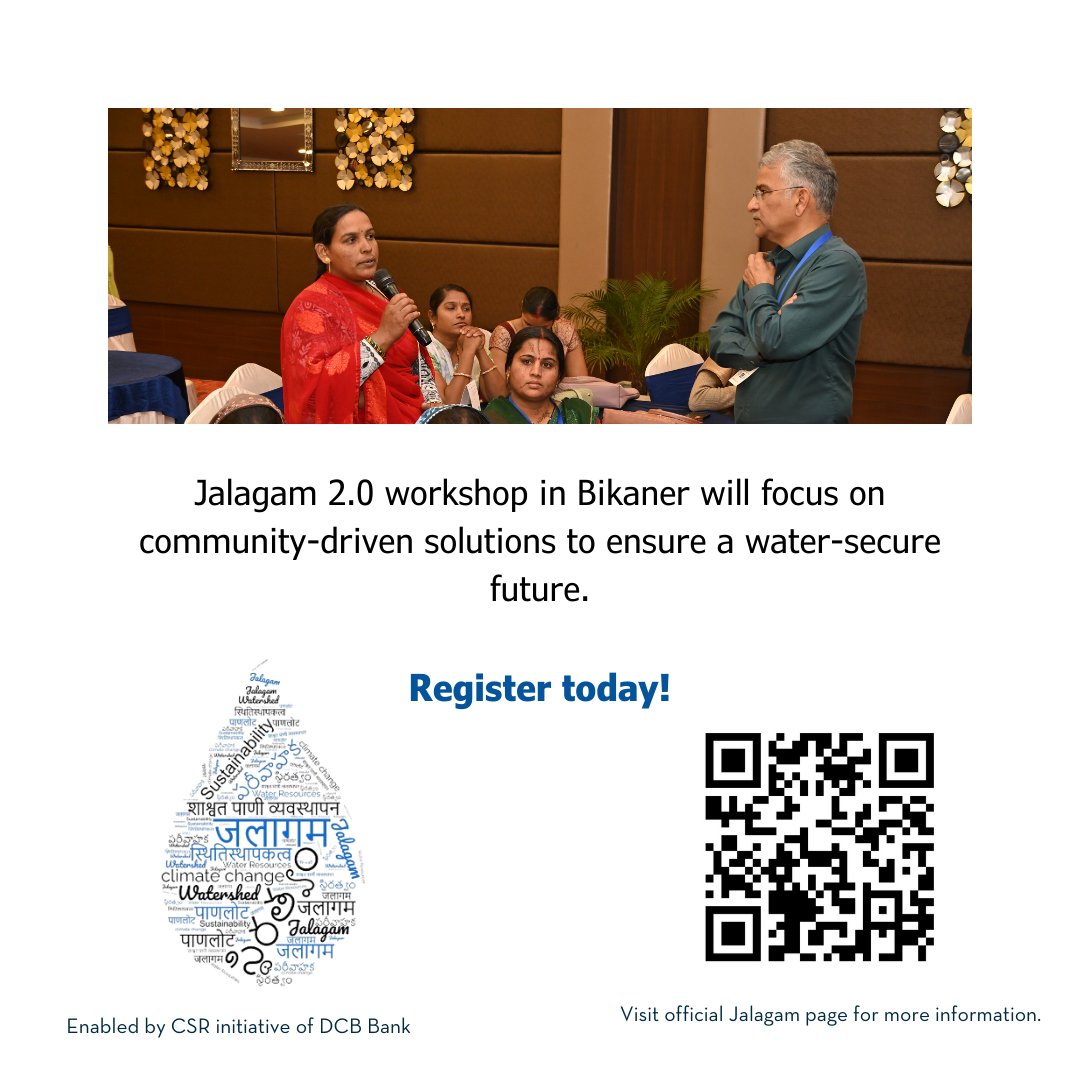 #Rajasthan faces a severe #water crisis, with most #groundwater blocks overexploited. The #Jalagam Conference in Bikaner will unite experts &amp; #farmers to discuss solutions.
Bikaner Zila Udyog Sangh
March 10, 2025
Register now: zurl.co/vTBo1
<a href="/DCBBank/">DCB Bank</a> <a href="/DoWRRDGR_MoJS/">Ministry of Jal Shakti, DoWR, RD&GR, GoI</a> 
#SDG