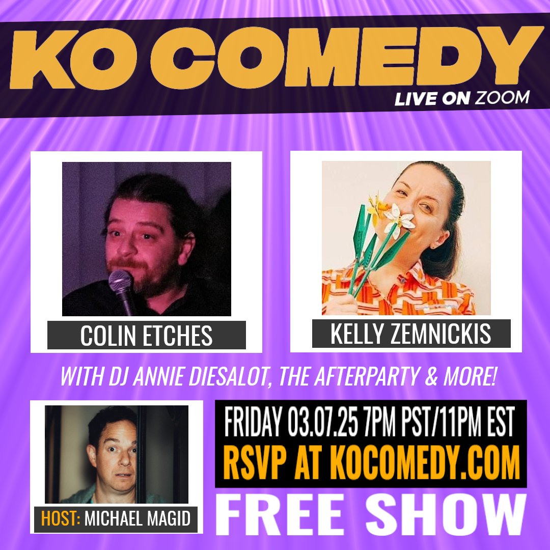 KO Comedy (@kocomedy) on Twitter photo We've got a great show for you tonight! Join host <a href="/michaelmagid/">Michael Magid</a> for some great comedy. Get your free Zoom link at KOComedy.com or watch on Twitch with <a href="/ComedyHubLive/">Youtube.com/ComedyHubLive</a>
#KO #Friday #LOL We've got a great show for you tonight! Join host <a href="/michaelmagid/">Michael Magid</a> for some great comedy. Get your free Zoom link at KOComedy.com or watch on Twitch with <a href="/ComedyHubLive/">Youtube.com/ComedyHubLive</a>
#KO #Friday #LOL