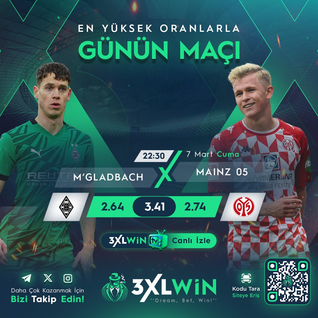 💯 #3XLWIN ile M'GLADBACH - MAINZ 05  Maçına En Yüksek Oranlar İle Bahis Yap,Kazanan Sen Ol!

🎁%200 Spor Hoşgeldin Bonusu!

🎁%30 Spor Yatırım Bonusu!

🎁%20 Spor Kayıp Bonusu!

💵 AVANTAJLAR 3XLWİN'DE!

💢GÜNCEL GİRİŞ (shoort.in/3xlwin)

#3XLWİN #casino #freespin