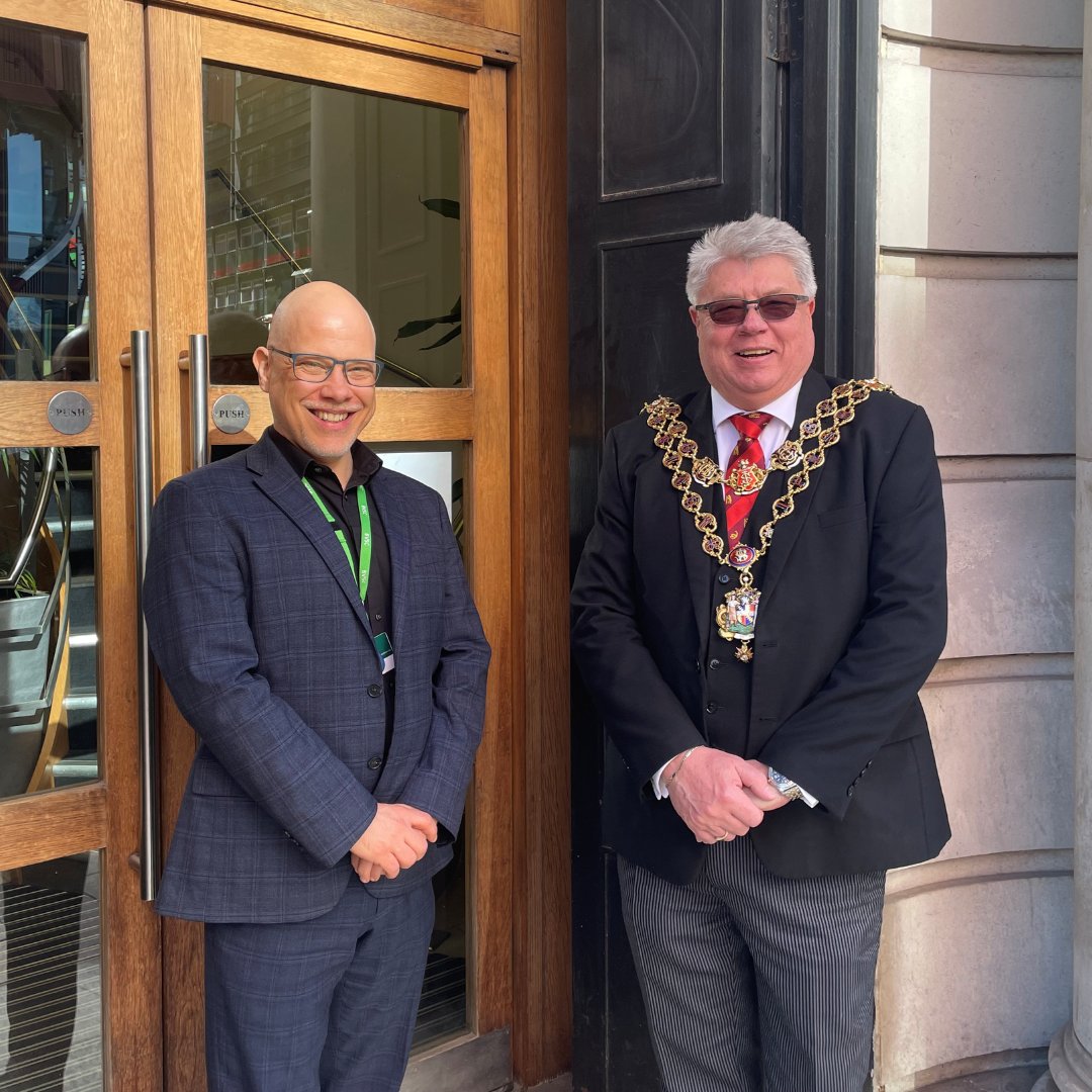 BVSC's tweet photo. We were delighted to welcome the Lord Mayor to our newly refurbished building yesterday, sharing plans for a voluntary sector hub &amp; how we’re working with partners to support Birmingham families - incl. the Household Support Fund &amp; new West Midlands Multibank. 
@BhamCityCouncil https://t.co/U8GW6ldiYG