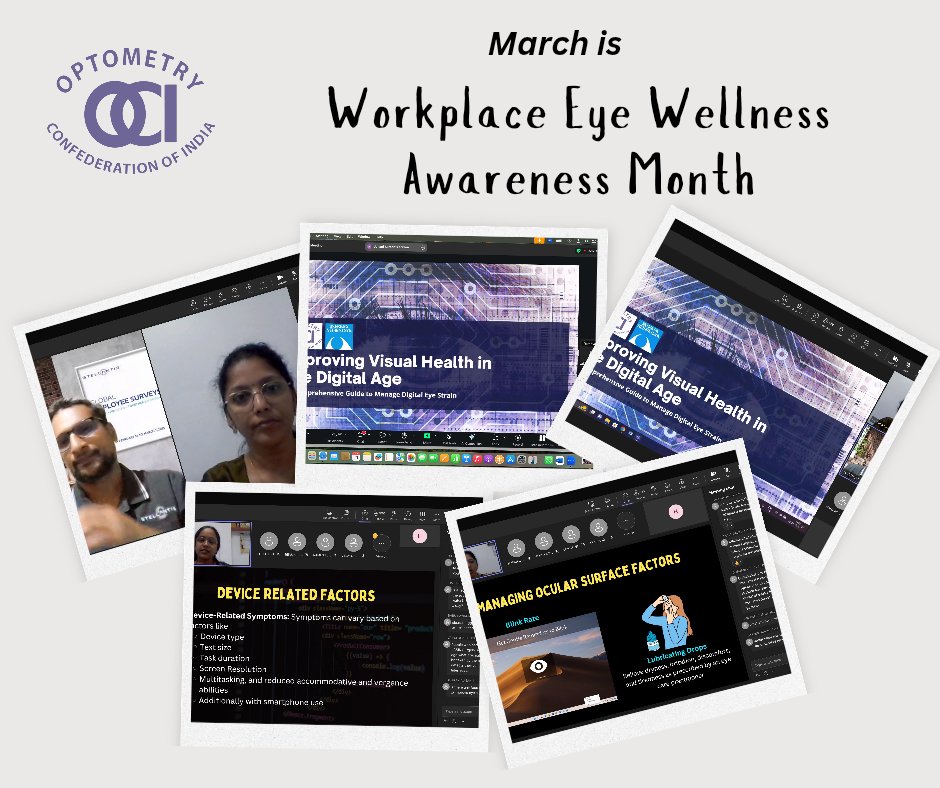 Optometry Confederation of India &amp; Sankara Nethralaya conducted webinars for TCS &amp; Stellantis on Workplace Eye Wellness Awareness Month. The sessions covered aspects of digital eye care, helping employees protect their vision in the digital age.  #EyeCare #WorkplaceWellness