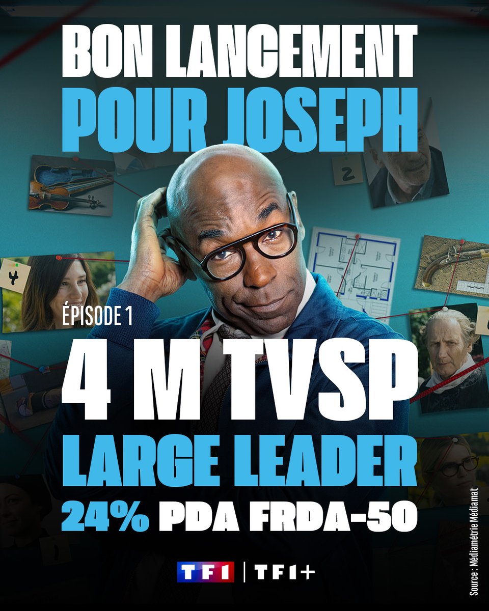 #Audiences <a href="/TF1/">TF1</a> 

Bon lancement pour la nouvelle série "Joseph".

A retrouver jeudi prochain <a href="/TF1/">TF1</a> et en streaming <a href="/tf1plus/">TF1+</a>