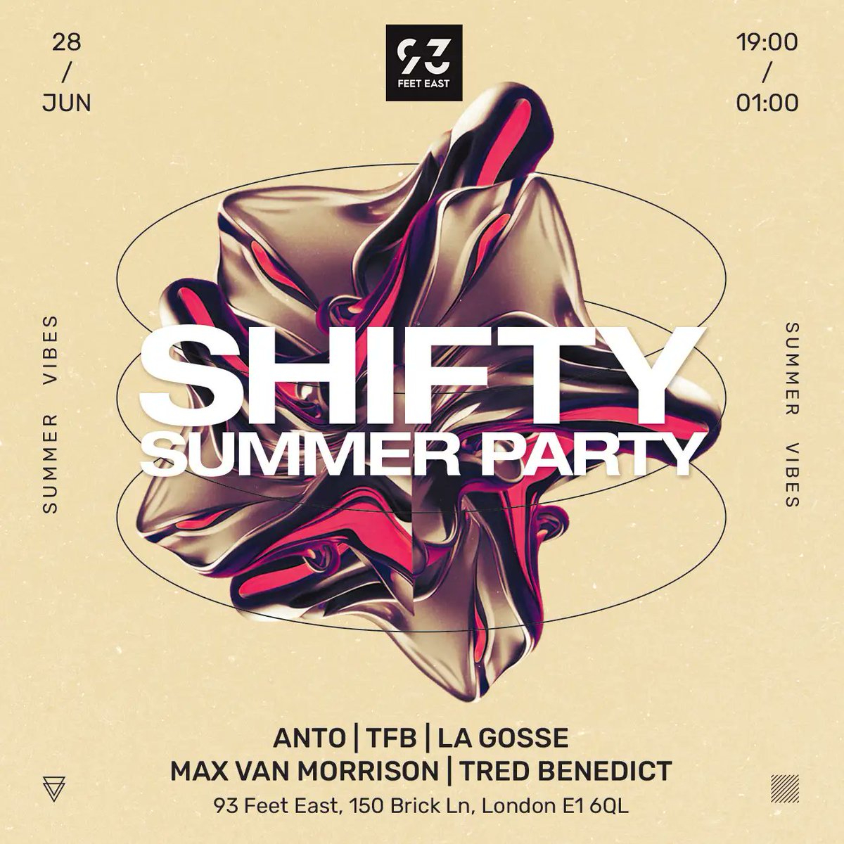 Max Van Morrison (@romulusrecs) on Twitter photo Incoming...  
Sat 28/6/25  
Shifty Summer Party @ 93 Feet East, London 
Deep / Tech House / Afro / Minimal  
Grab your early bird tickets below: 
ra.co/events/2072958 
#DeepHouse #techhouse #Afro #minimal Incoming...  
Sat 28/6/25  
Shifty Summer Party @ 93 Feet East, London 
Deep / Tech House / Afro / Minimal  
Grab your early bird tickets below: 
ra.co/events/2072958 
#DeepHouse #techhouse #Afro #minimal