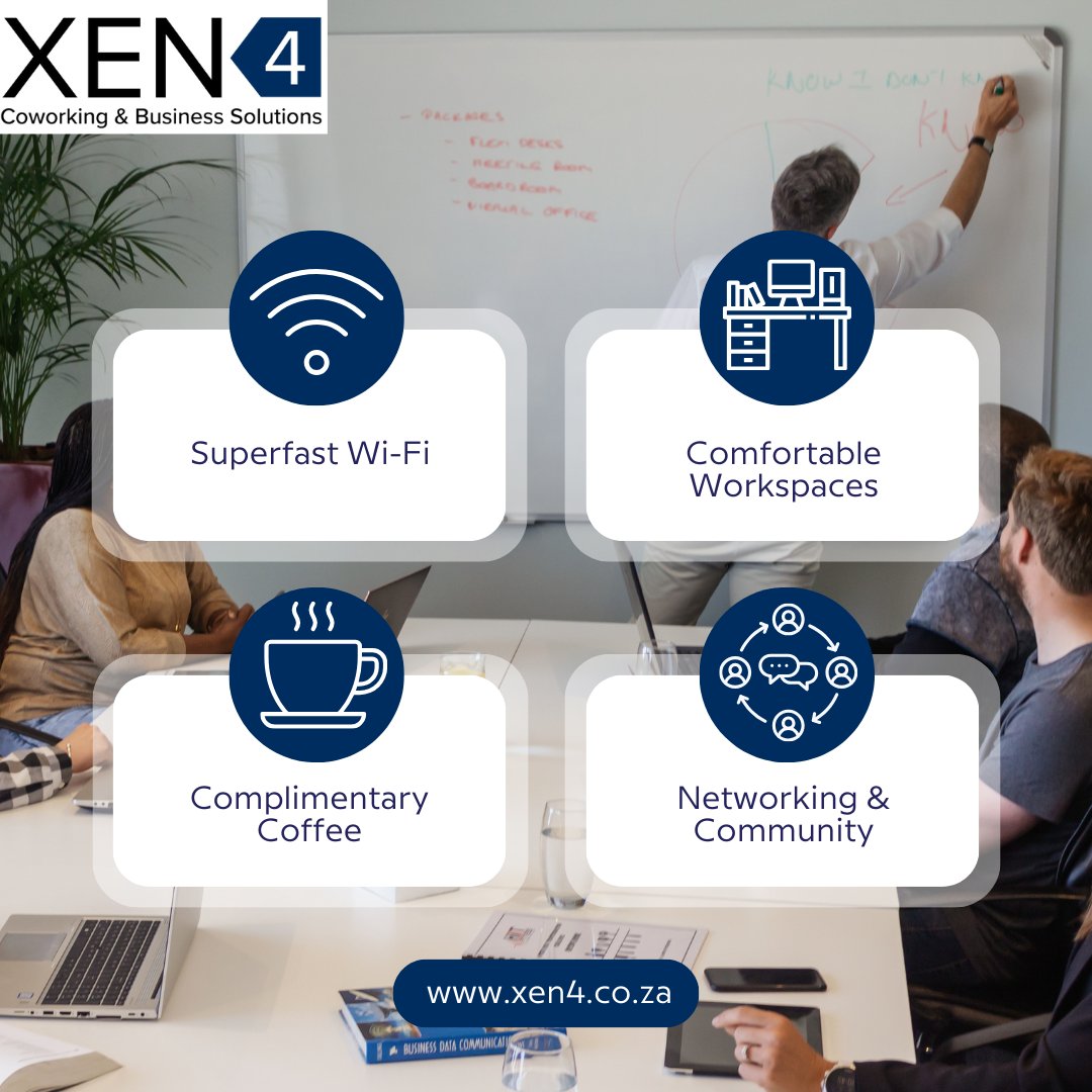 XEN412's tweet photo. Upgrade Your Workday at Xen4! 
Contact XEN4 Coworking and Business Solutions:
021 201 1303
info@xen4.co.za
https://t.co/fyzZ8nDYJY
#MeetingSpace #BusinessSolutions #Xen4Coworking #CoworkingSpace #BusinessGrowth #CapeTown #Boardroom #ProjectManagement #FlexiDesks #Tech https://t.co/zLV4E7IfHY