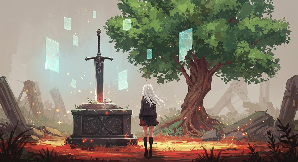 bacardican's tweet photo. "Destiny waits for the one who dares to grasp it. ⚔️✨" Lakers #FatedPath #Art #AIArt #DigitalArt https://t.co/phXLuKnCek