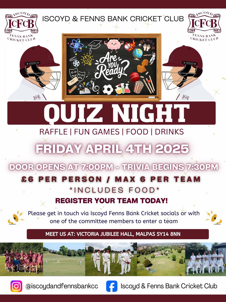 The #ifbcc quiz returns this April - get in touch now to secure your spot, with entry fee including some always delicious food!