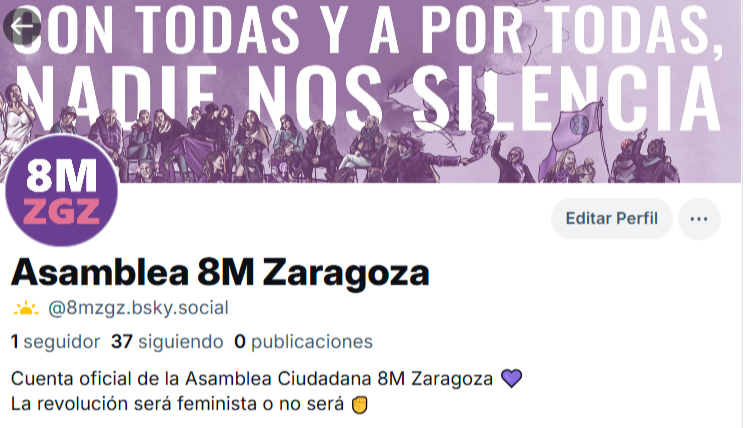 Mañana es #8M  y estamos informando a través de todas nuestras redes, pero, consideramos que algunas, como esta, ya no son el espacio adecuado para transformar el mundo.  Por lo que os informamos de que a partir de ahora, vamos a seguir informando en #bsky! ¡Allí os esperamos!