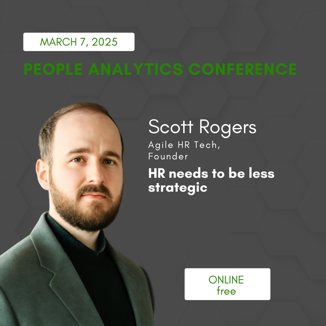 panalyticscamp's tweet photo. 🔥 Please meet one of the speaker our People Analytics Conference 2025!  

🎤 Scott Rogers: Agile HR Tech, Founder with the report "HR needs to be less strategic"

📌 Other speakers and info about the conference – https://t.co/6eKf7jv8Xk https://t.co/xRVUvAJRpX