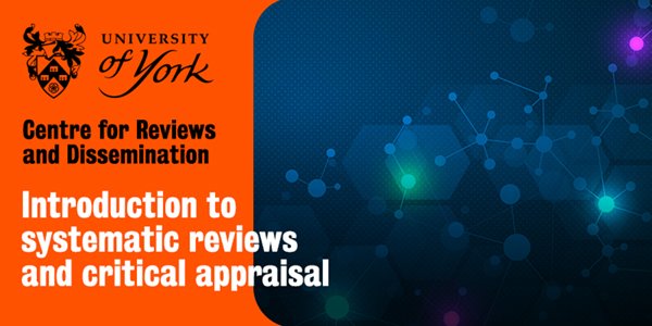 Register NOW for our upcoming online 'Introduction to Systematic Reviews and Critical Appraisal' course (12-23 May) to benefit from our public-sector early bird discount! 
york.ac.uk/crd/training-s…
