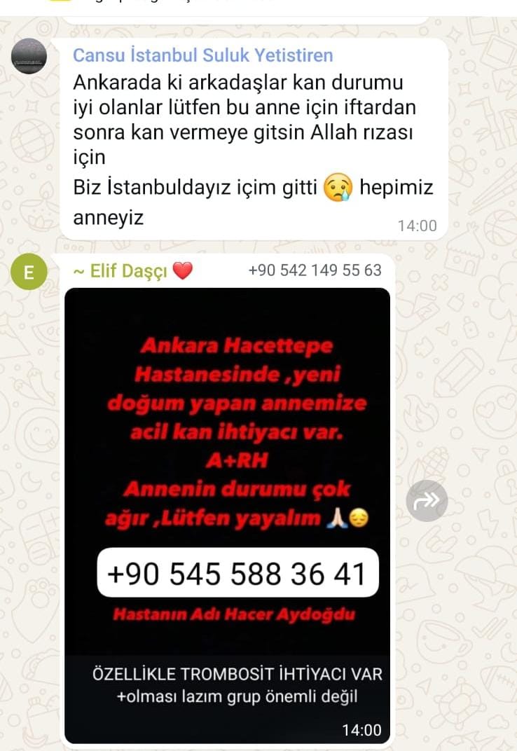 Arkadaşlar acil Rt yapıp yayılmasını sağlayabilir miyiz lütfen.
Yeni doğum yapmış bir annemize trombosit ve kana ihtiyaç var‼️