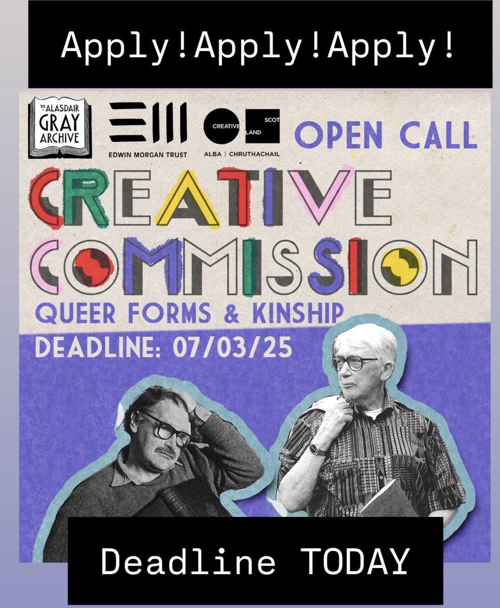 The Alasdair Gray Archive (@agrayarchive) on Twitter photo Apply! Deadline today! Creative Commission with <a href="/EdMorganTrust/">Edwin Morgan Trust</a> supported by <a href="/CreativeScots/">Creative Scotland</a> Apply! Deadline today! Creative Commission with <a href="/EdMorganTrust/">Edwin Morgan Trust</a> supported by <a href="/CreativeScots/">Creative Scotland</a>