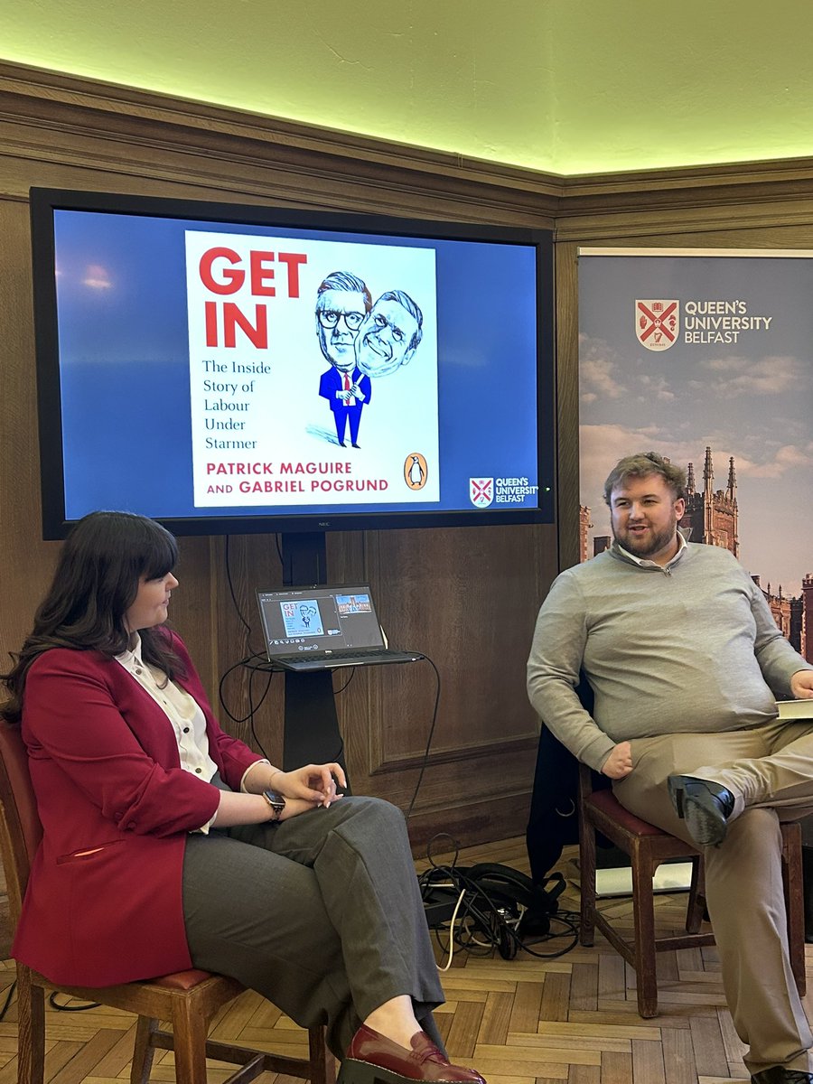 Queen’s University Civic Engagement (@qubengagement) on Twitter photo Delighted to host <a href="/patrickkmaguire/">Patrick Maguire</a> this morning to talk about his new book, co-authored with <a href="/Gabriel_Pogrund/">Gabriel Pogrund</a>, entitled ‘Get In: The Inside Story of Labour Under Starmer’. Thanks to <a href="/BBCJayneMcC/">Jayne McCormack</a> for facilitating the conversation. <a href="/QUBelfast/">Queen's University Belfast 🎓</a> Delighted to host <a href="/patrickkmaguire/">Patrick Maguire</a> this morning to talk about his new book, co-authored with <a href="/Gabriel_Pogrund/">Gabriel Pogrund</a>, entitled ‘Get In: The Inside Story of Labour Under Starmer’. Thanks to <a href="/BBCJayneMcC/">Jayne McCormack</a> for facilitating the conversation. <a href="/QUBelfast/">Queen's University Belfast 🎓</a>
