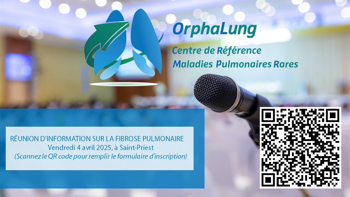 Vincent Cottin (@orphalung) on Twitter photo Très heureux d'organiser une nouvelle réunion d'information sur la fibrose pulmonaire à destination des patients et de leurs proches. Merci <a href="/RespiFIL/">FSMR - RespiFIL 🫁</a> et @AFPF Inscriptions obligatoires via QR code Très heureux d'organiser une nouvelle réunion d'information sur la fibrose pulmonaire à destination des patients et de leurs proches. Merci <a href="/RespiFIL/">FSMR - RespiFIL 🫁</a> et @AFPF Inscriptions obligatoires via QR code