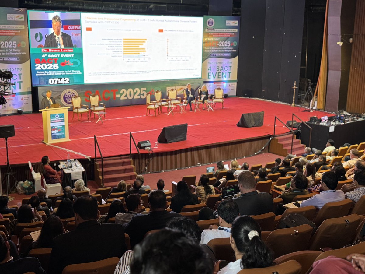 SACT 2025 (Series on Advancements in Cell Therapy) (@sact2025) on Twitter photo Dr. Levine’s <a href="/BLLPHD/">Bruce Levine, Ph.D. 🇺🇦🥼🔬🧬🧪💉</a> plenary talk at #SACT25 explored the next frontier of CAR-T therapy-in vivo delivery. Highlights a transformative shift - one that could redefine accessibility, efficacy, and scalability of these life-saving treatments. <a href="/DrGauravNarula/">Gaurav Narula MD</a> <a href="/AlbeenaDr/">Albeena Nisar</a> <a href="/CTCTC_tmc/">CAR-T & Cell Therapy Centre (CTCTC) ACTREC_TMC</a> Dr. Levine’s <a href="/BLLPHD/">Bruce Levine, Ph.D. 🇺🇦🥼🔬🧬🧪💉</a> plenary talk at #SACT25 explored the next frontier of CAR-T therapy-in vivo delivery. Highlights a transformative shift - one that could redefine accessibility, efficacy, and scalability of these life-saving treatments. <a href="/DrGauravNarula/">Gaurav Narula MD</a> <a href="/AlbeenaDr/">Albeena Nisar</a> <a href="/CTCTC_tmc/">CAR-T & Cell Therapy Centre (CTCTC) ACTREC_TMC</a>
