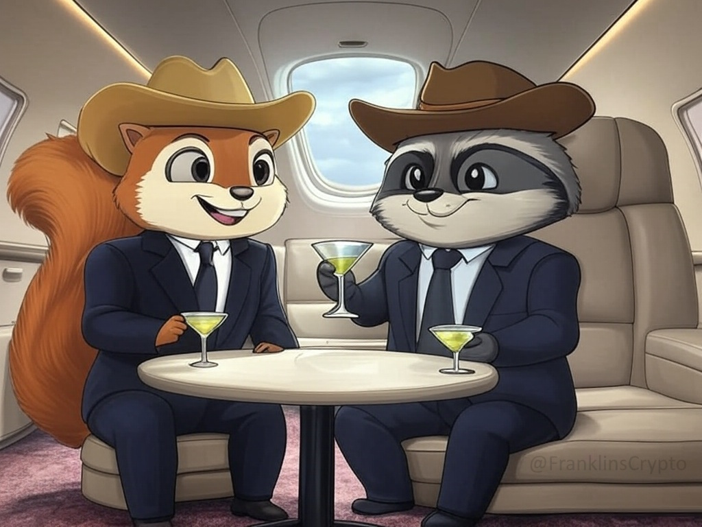 Trump signed the EO for Strategic Bitcoin Reserves.

Market is volatile.

$PNUT &amp; $FRED are UP considerably since their bottom.

Drinking martini's, they're taking their Private Jet to ATH's.

$PNUT &amp; $FRED don't care, are you joining them?