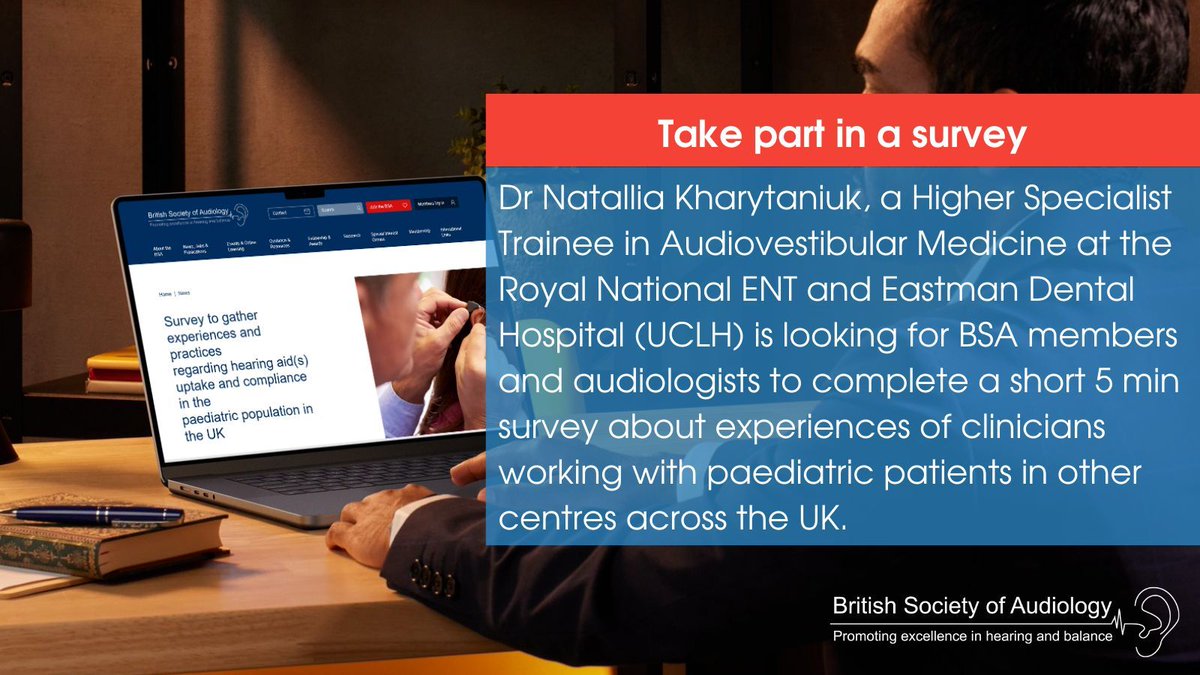 Take part in a short 5 min survey on hearing aid(s) uptake and compliance in the paediatric population in the UK 👉 buff.ly/3QK6J13 

#audiology #audpeeps