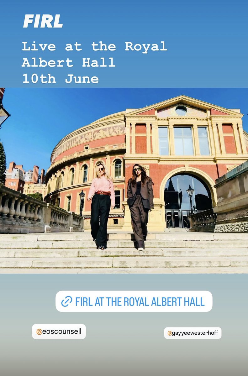 Eos (@eoscounsell) on Twitter photo Excited to announce our concert as <a href="/firlmusic/">@firlmusic</a> this June 10th. 🎉
Tickets here! royalalberthall.com/tickets/events… Excited to announce our concert as <a href="/firlmusic/">@firlmusic</a> this June 10th. 🎉
Tickets here! royalalberthall.com/tickets/events…
