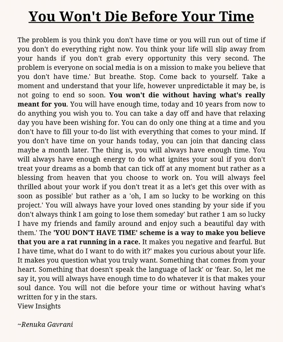 You Won't Die Before Your Time