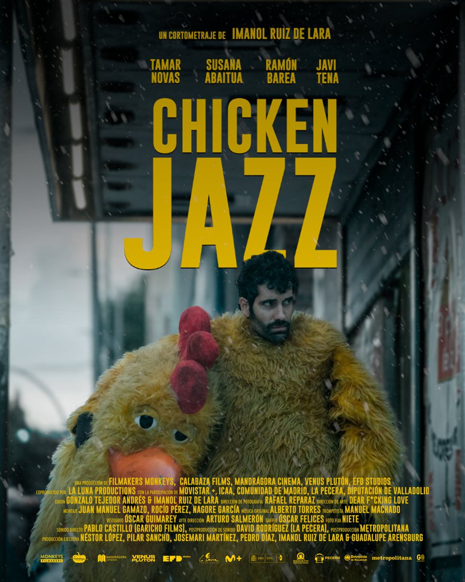 MonkeysFilms's tweet photo. 🐥🎺CHICKEN JAZZ inaugura la #SECIME como ganador Proyecto @MovistarPlus de 2024.
¿Un pollo? ¿Un casting increíble? ¿Una delicia visual? Sí, todo eso es CHICKEN JAZZ, pero también es subtexto, sueños no cumplidos, frustración y amor por lo que nos hace realmente felices❤️. https://t.co/OKvZsEHtGO