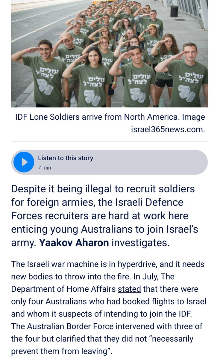Zionists are also actively recruiting for fresh IDF soldiers, in addition to the numerous existing Israeli-Australian soldiers. To pretend that animus against Zionists is simply because some are Jewish is entirely ridiculous. It’s because they’re engaged in genocide and apartheid