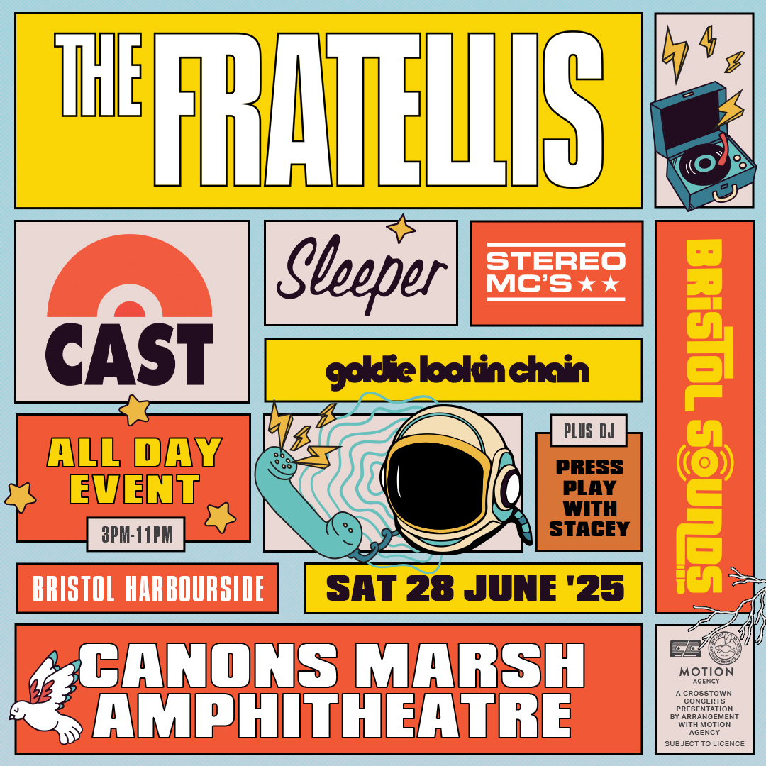 WeGotTickets (@wegottickets) on Twitter photo 🚨 JUST ON SALE: <a href="/Bristol_Sounds/">Bristol Sounds</a> hosts a full afternoon & evening of music at the stunning Canons Marsh Ampitheatre - featuring <a href="/TheFratellis/">The Fratellis</a>, <a href="/castofficial/">Cast</a>, <a href="/Sleepertweeting/">Sleeperbandtweets</a>, <a href="/theGLC/">goldie lookin chain</a> and <a href="/StereoMcs_Rob_b/">stereomcs</a>. 🎶
<a href="/Crosstown_Live/">Crosstown Concerts</a>.
🎟️ wegottickets.com/af/586/event/6… 🚨 JUST ON SALE: <a href="/Bristol_Sounds/">Bristol Sounds</a> hosts a full afternoon & evening of music at the stunning Canons Marsh Ampitheatre - featuring <a href="/TheFratellis/">The Fratellis</a>, <a href="/castofficial/">Cast</a>, <a href="/Sleepertweeting/">Sleeperbandtweets</a>, <a href="/theGLC/">goldie lookin chain</a> and <a href="/StereoMcs_Rob_b/">stereomcs</a>. 🎶
<a href="/Crosstown_Live/">Crosstown Concerts</a>.
🎟️ wegottickets.com/af/586/event/6…