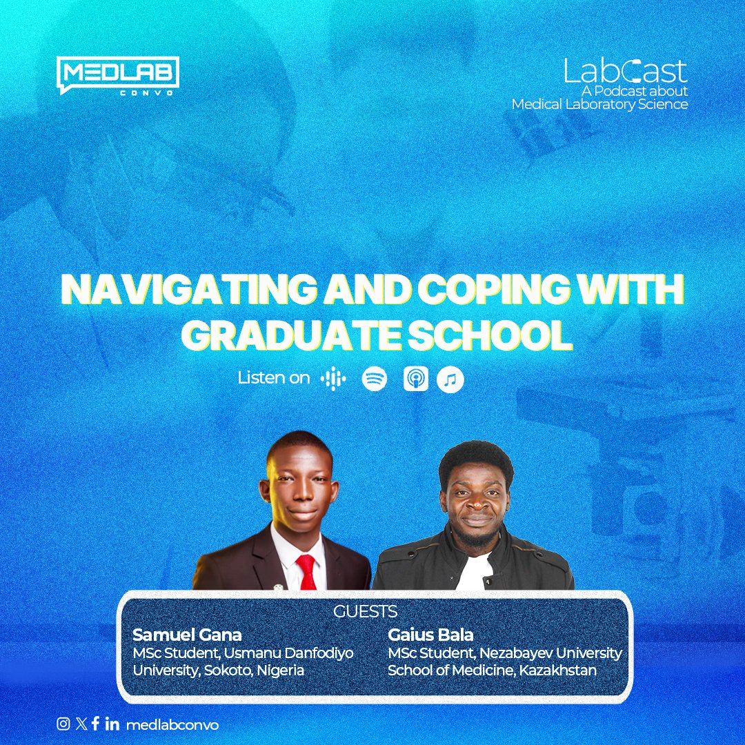 Yeah yeah, we've been talking about
#GradSchool since but have you ever wondered what lies beyond the application?

In this #Labcast episode, we've broken it down to the T! 

Listen using the link below to get all the tea👇
open.spotify.com/show/04S2XZGd6…
#LetsTalkMedLab  #PostGradSchool