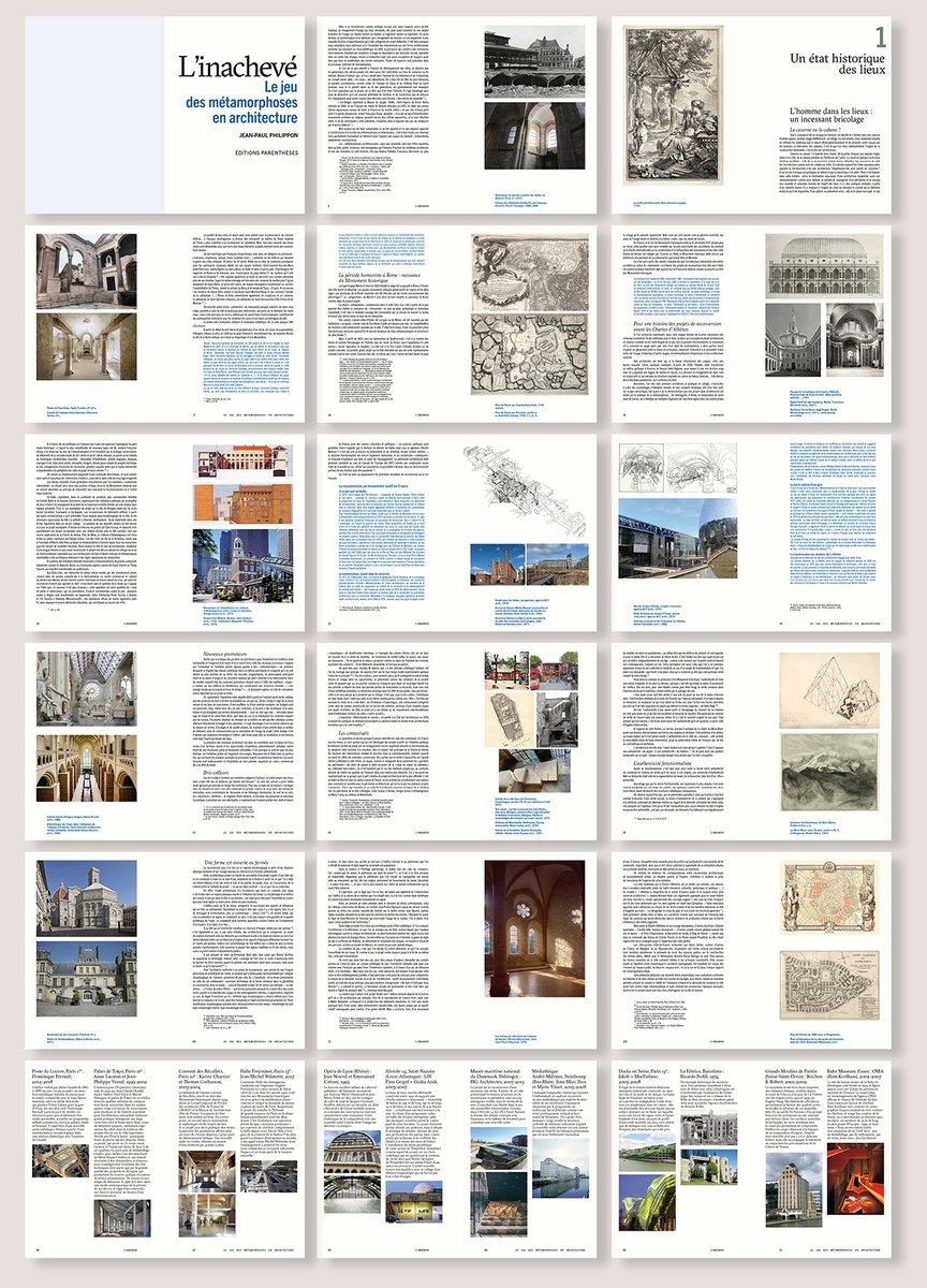 Vient de paraître :

Jean-Paul Philippon
«L’Inachevé
Le jeu des métamorphoses en architecture»
170 × 240 mm, 208 p., 131 illustrations,  2025.
Comment réhabiliter l’existant et exploiter le potentiel infini de vies et d’usages futurs…
editionsparentheses.com/L-Inacheve