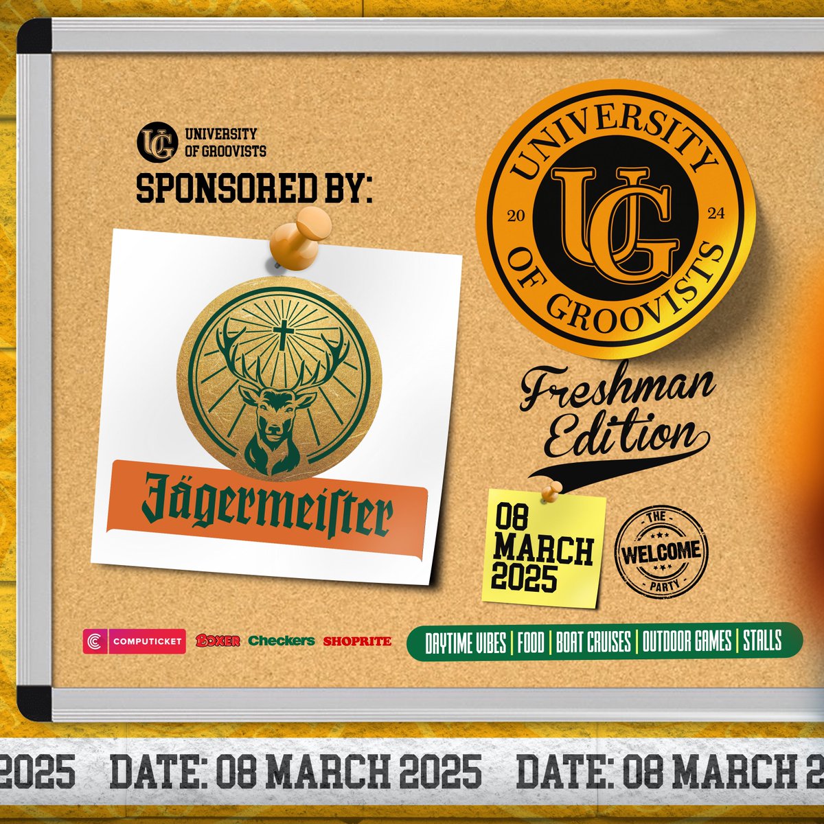 🥃 (@neolenake) on Twitter photo Big story on Saturday 8 March 2025📍University of Groovists
We partnered with <a href="/jagermeistersa/">Jägermeister South Africa</a>🔥
#SeeAtUOG25
#SeeYouOnCampus
#UOGxJager Big story on Saturday 8 March 2025📍University of Groovists
We partnered with <a href="/jagermeistersa/">Jägermeister South Africa</a>🔥
#SeeAtUOG25
#SeeYouOnCampus
#UOGxJager