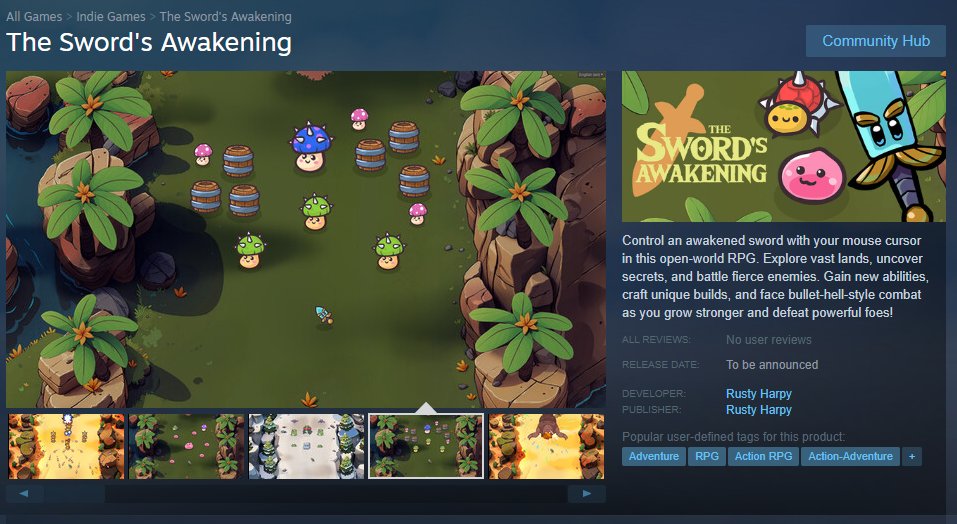 RustyHarpy's tweet image. The game is now available for your wishlist: store.steampowered.com/app/3560920/Th…
Playtest it now on Itch.io: rustyharpy.itch.io/swordsawakening