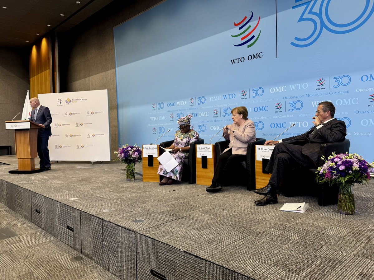 LIVE NOW: WTO Presidential Lecture, with Angela Merkel, former Chancellor of Germany.
 
Watch here: bit.ly/4bygo4k
 
#WTOat30