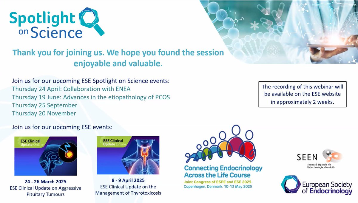 Amelia Carro — Instituto Corvilud (@icorvilud) on Twitter photo SPOTLIGHT ON SCIENCE
📌Muscle as an endocrine organ
🙏Thank you for this joint webinar <a href="/sociedadSEEN/">Sociedad SEEN</a> <a href="/ESEndocrinology/">European Society of Endocrinology (ESE)</a>
🗣️Chair: Manuel D. Gahete <a href="/ManuelDGahete/">Manuel D. Gahete</a> 🇪🇸
🗣️Speakers:
. María Ballesteros <a href="/mdballesteros/">María Ballesteros</a> 🇪🇸
. Bente Klarlund Pedersen🇩🇰
📌Muscle and bone can’t be forgotten! SPOTLIGHT ON SCIENCE
📌Muscle as an endocrine organ
🙏Thank you for this joint webinar <a href="/sociedadSEEN/">Sociedad SEEN</a> <a href="/ESEndocrinology/">European Society of Endocrinology (ESE)</a>
🗣️Chair: Manuel D. Gahete <a href="/ManuelDGahete/">Manuel D. Gahete</a> 🇪🇸
🗣️Speakers:
. María Ballesteros <a href="/mdballesteros/">María Ballesteros</a> 🇪🇸
. Bente Klarlund Pedersen🇩🇰
📌Muscle and bone can’t be forgotten!