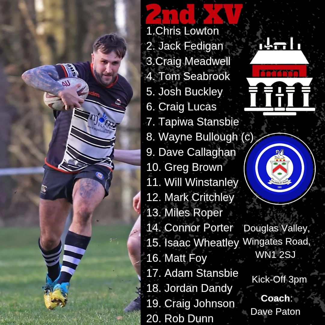 💥💥💥 TEAM ANNOUNCEMENT 💥💥💥

Two huge games this coming weekend as both teams face <a href="/TyldesleyRUFC/">Tyldesley RUFC</a> , Firsts are away, Seconds at home in a double header meaning 10 league points are at stake.

Kick offs is 3pm!! As ever, all support is welcomed and appreciated!! 🖤🏉🤍