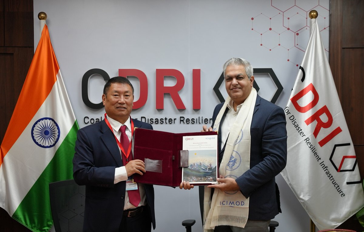 CDRI and <a href="/icimod/">ICIMOD</a> have signed an MoU, committing to collaborate and partner to promote climate and disaster #resilientinfrastructure to address the unique challenges faced by #mountain ⛰ ecosystems and communities.

This collaboration will include:

✅ Joint research and