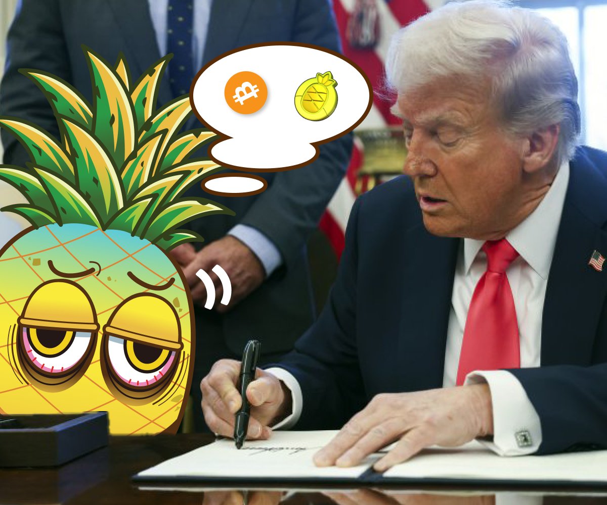 Fananas (@fananasofficial) on Twitter photo Trump signs a Bitcoin reserve order ๐
Pineapple AI wonders if we can sneak in Fananas 
#TedAI #Fananas Trump signs a Bitcoin reserve order ๐
Pineapple AI wonders if we can sneak in Fananas 
#TedAI #Fananas