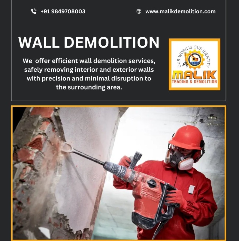 MalikDemoli96's tweet image. Wall demolition is the process of removing or dismantling walls in a building, often to create open spaces, renovate, or remodel.#WallDemolition
#DemolitionProject
#Renovation
#ConstructionWork
#HomeRemodeling
#InteriorDemolition
#WallRemoval