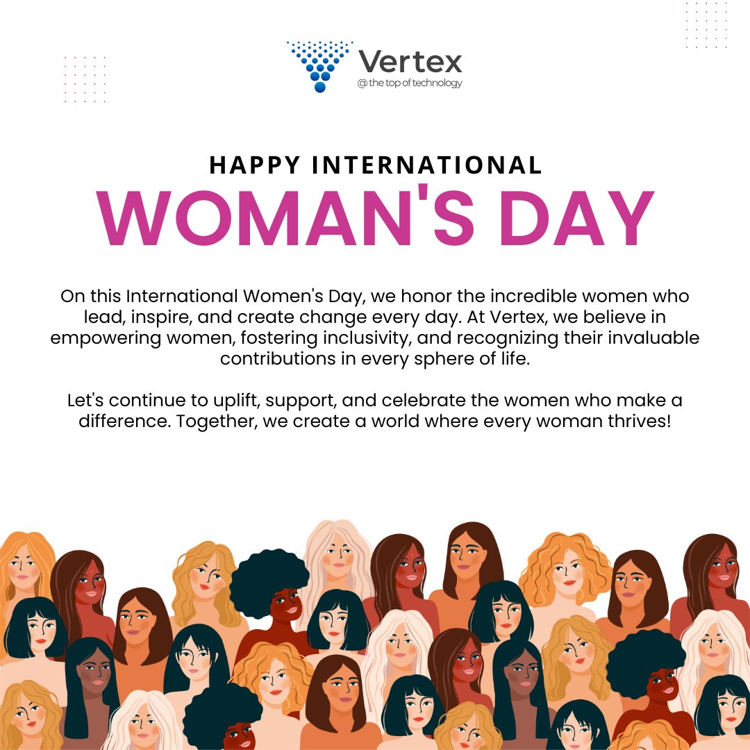 vertex_techsol's tweet image. On this International Women&apos;s Day, we honor the incredible women who lead, inspire, and create change every day. At Vertex Techno Solutions, we believe in empowering women, fostering inclusivity, and recognizing their invaluable contributions in every sphere of life. 

#womensday