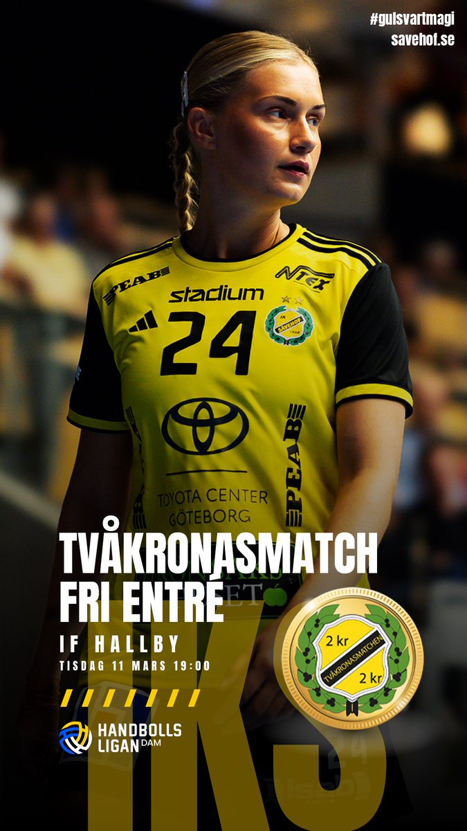 💛🖤| FRITT INTRÄDE! 

På tisdag spelar damerna hemma mot Hallby då vi har våran tvåkronasmatch. 
Hämta din fria biljett på länken här: savehof.ticketco.events/se/sv/m/e/ik_s…

Kom och stötta våra tjejer!

#sävehof #gulsvartmagi #handbollsligan