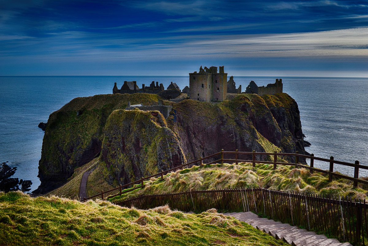 Dunnottar Castle, Stonehaven; By train: from Aberdeen to Stonehaven; By bus: Stagecoach Bluebird X7 to Stonehaven. Castle is one hour walk from town centre, along stunning coastal path.