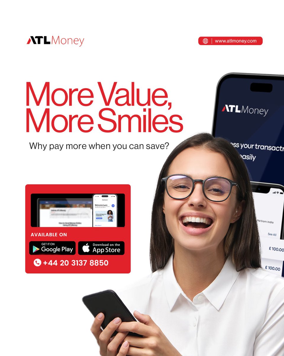 AtlmoneyT's tweet image. Experience More Value for your Money only with ATLMoney 💯

#SendNow #SeamlessTransfers #atlmoney #FastTransfers #happy #ramadan2025 #LifeMoments