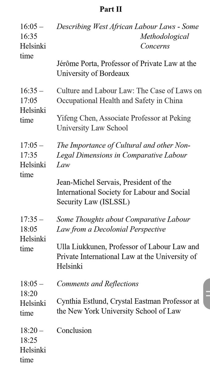 🔜 Comparative Labour Law Methodology in the Changing World of Work
🌐 ONLINE SEMINAR 5 May 2025
Organized by the Labour Law Research Group of the Faculty of Law at the University of Helsinki and ISLSSL. 
 lyyti.fi/reg/Comparativ…