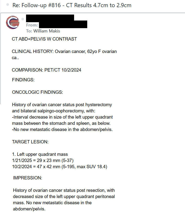 MakisMedicine's tweet photo. NEW ARTICLE: IVERMECTIN and MEBENDAZOLE Testimonials - OVARIAN CANCER - Two Stage 4 Ovarian Cancer Cases doing incredibly well on Ivermectin and Mebendazole!

Stage 4 Ovarian Cancer is a cancer that has seen tremendous success in my Ivermectin Cancer Clinic!!

Case 01: 63 yo Stage 4 Ovarian Ca to peritoneum, on paclitaxel and carboplatin

Treatment: Ivermectin 96mg, Mebendazole 1000mg

RESULTS:
CA125 796 to 351 to 304 to 292 (in 1 month)

"Ascites has significantly decreased and my mother's overall condition has improved"

CASE 02: 62 year old Stage 4 Ovarian Cancer with recurrence to peritoneum

Has been on Ivermectin 24mg and Mebendazole 1000mg since Dec.2024

RESULTS:
Peritoneal deposit shrunk from 4.7cm to 2.9cm (40%)

Radiologist: "History of ovarian cancer status post resection, with decreased size of the left upper quadrant peritoneal mass. No new metastatic disease."

My Take…

Stage 4 Ovarian Cancer responds beautifully to Ivermectin + Mebendazole, although it has to be made clear that both patients took some chemotherapy as well.

The synergy effect is incredible. 

Notice the improvement in ascites! This is often very difficult to accomplish.

Also notice the short periods of time.

It doesn’t take long to see dramatic improvements on cancer blood markers and imaging scans!

The Ivermectin revolution rolls on. 👏

So many testimonials from the Makis Ivermectin Cancer Clinic, it's hard to keep up! 🙏

Article Link in photo to avoid shadowban, just re-type the URL in the first photo at the top, into your browser to access.

@joerogan