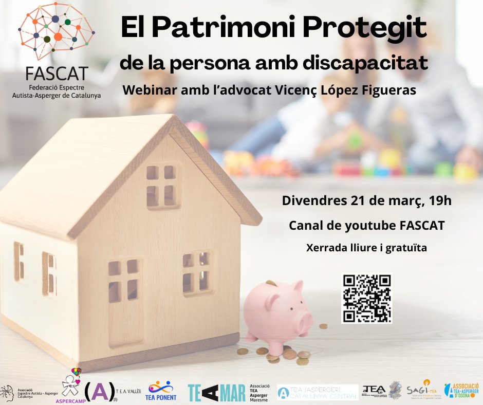 📢 Webinar sobre el Patrimoni Protegit
Vols saber com funciona el patrimoni protegit per a persones amb discapacitat? No et perdis aquesta xerrada amb l'advocat Vicenç López Figueras!
📅Divendres, 21 de març
⏲️ 19h
📷 Youtube Fascat: youtube.com/watch?v=F9mC8d…
🧡Xerrada gratuïta