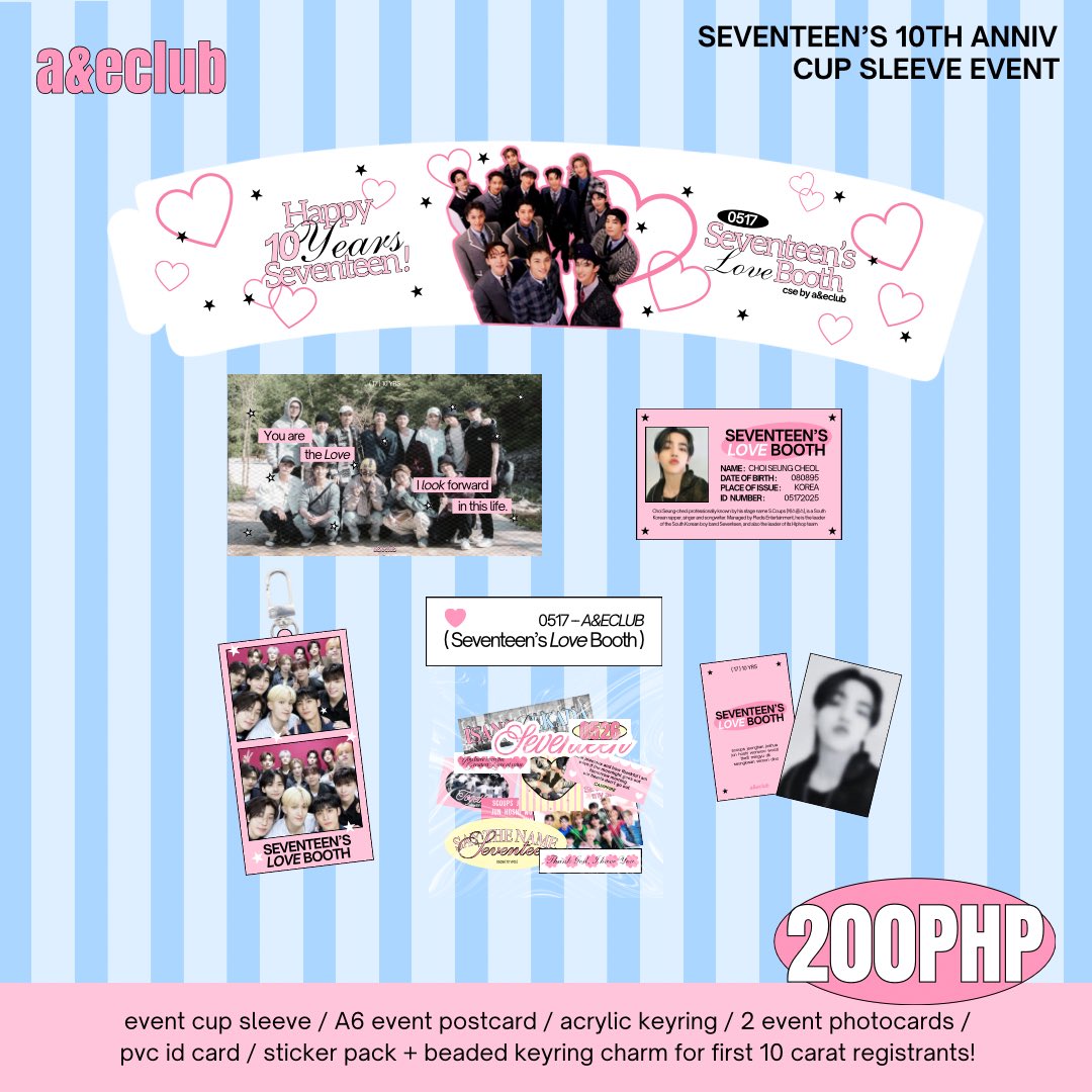 aandeclub's tweet image. ⋆.💗˚♪ seventeen&apos;s love booth 𝄞🏠ᵕ̈
a ( 17 ) come-and-go cse by a&amp;amp;eclub ✮⋆˙

★ when: MAY 17, 2025 SAT – 1PM-6PM
★ where: KAU&apos;I CO. ALABANG, MUNTINLUPA CITY 

🎟️ register here: forms.gle/jU3c9bTKmvt8xk…
💌 accepting forms until APRIL 13, 10PM

༘⋆ see you soon, carats! 𐦂𖨆
