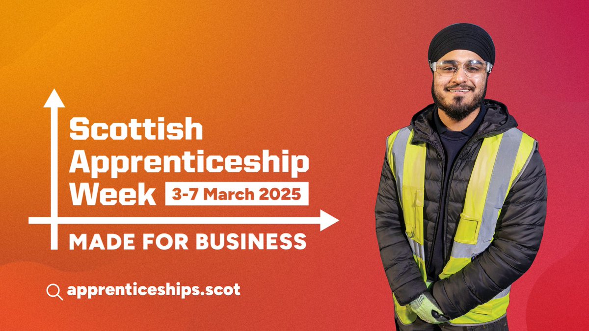 Students! It is Scottish Apprenticeship Week. Running from 3 March to 7  March 2025. 

For more information and events you can sign up to visit - orlo.uk/nXIWu