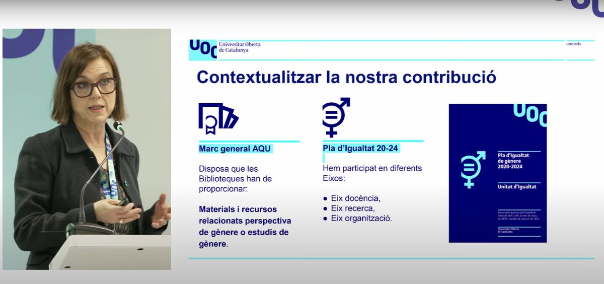 UOC biblioteca (@uocbiblioteca) on Twitter photo 🎙️🗨️ Esther Simón, directora de #BibliotecaUOC, ha presentat les accions de la #biblioteca per contribuir a integrar la #PerspectivaDeGènere a la docència.
📍 II Jornada: Perspectiva de gènere a la docència, organitzada per <a href="/UOCigualtat/">Unitat d'Igualtat, Diversitat i Inclusió</a>.
🏷️#GenderUOC #8M 🎙️🗨️ Esther Simón, directora de #BibliotecaUOC, ha presentat les accions de la #biblioteca per contribuir a integrar la #PerspectivaDeGènere a la docència.
📍 II Jornada: Perspectiva de gènere a la docència, organitzada per <a href="/UOCigualtat/">Unitat d'Igualtat, Diversitat i Inclusió</a>.
🏷️#GenderUOC #8M