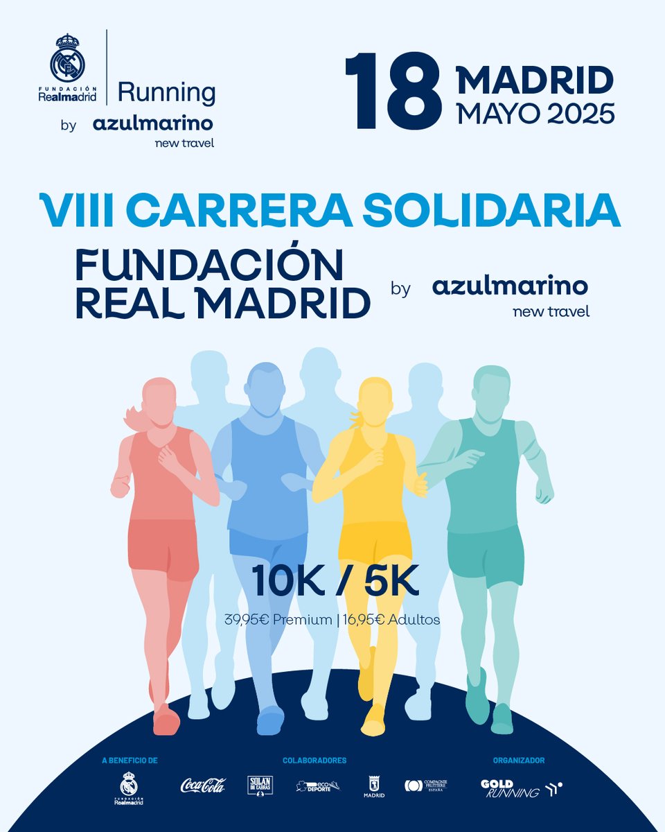 RunningFrm's tweet image. ¡CALIENTA QUE SALES! Inscripciones abiertas para la VIII Carrera Solidaria Fundación Real Madrid by Azulmarino 👉runningfundacionrealmadrid.es

📅 Nos vemos el 18 de mayo.

#FundaciónRealMadrid #Carrera #CarreraSolidaria #RealMadrid #Running #newtravel
