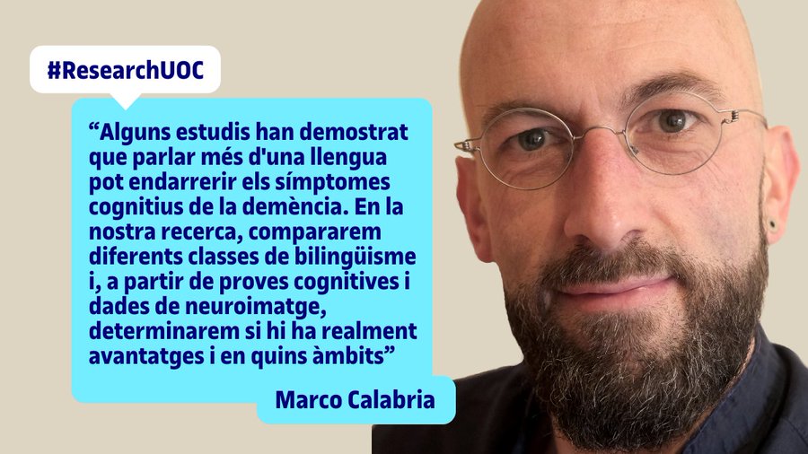 UOC Estudis de Ciències de la Salut (@uocesalut) on Twitter photo 💡#SabiesQue parlar més d'una llengua pot ser un factor protector en l'aparició de la #demència?
👨💻<a href="/marco_calabria/">Marco Calabria</a>, investigador del #NeuroADaSLab de la #UOC, lidera un estudi per estudiar quina mena de #bilingüísme pot arribar a prevenir la demència.
🔗Tots els detalls: 💡#SabiesQue parlar més d'una llengua pot ser un factor protector en l'aparició de la #demència?
👨💻<a href="/marco_calabria/">Marco Calabria</a>, investigador del #NeuroADaSLab de la #UOC, lidera un estudi per estudiar quina mena de #bilingüísme pot arribar a prevenir la demència.
🔗Tots els detalls: