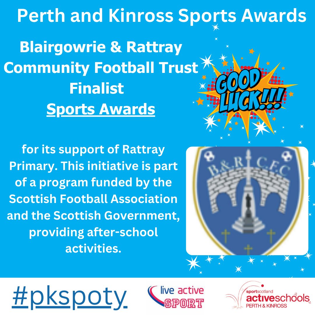 Active Schools Blair (@ascblair) on Twitter photo Sports Awards|
Huge good luck to <a href="/B_RCFC/">Blairgowrie and Rattray CFC</a> at the Perth & Kinross Sports Awards! #pkspoty <a href="/lal_sport/">Live Active Sport</a> <a href="/EP_CSH/">EasternPerthshireCSH</a> <a href="/PerthandKinross/">Perth and Kinross Council</a> <a href="/RattrayPrimary/">Rattray Primary Scho</a> <a href="/sportscotland/">sportscotland</a> Sports Awards|
Huge good luck to <a href="/B_RCFC/">Blairgowrie and Rattray CFC</a> at the Perth & Kinross Sports Awards! #pkspoty <a href="/lal_sport/">Live Active Sport</a> <a href="/EP_CSH/">EasternPerthshireCSH</a> <a href="/PerthandKinross/">Perth and Kinross Council</a> <a href="/RattrayPrimary/">Rattray Primary Scho</a> <a href="/sportscotland/">sportscotland</a>