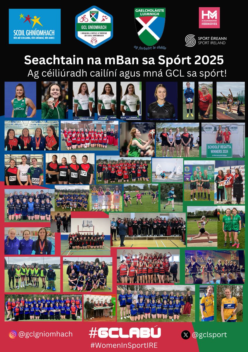 GCL Gníomhach (@gclgniomhach) on Twitter photo Inniu táimid ag céiliúradh na mná agus cailíní inár scoil atá bua an spóirt acu do Sheachtain na mBan sa Spórt 2025! Féach ar an réimse leathan de spóirt le feiceáil ar ár bpóstaer! #GCLAbú #WomenInSportIRE <a href="/sportireland/">Sport Ireland</a> <a href="/hermoves_ie/">Her Moves</a> #BíGníomhach @active_school_flag <a href="/GCLuimnigh/">GCLuimnigh</a> Inniu táimid ag céiliúradh na mná agus cailíní inár scoil atá bua an spóirt acu do Sheachtain na mBan sa Spórt 2025! Féach ar an réimse leathan de spóirt le feiceáil ar ár bpóstaer! #GCLAbú #WomenInSportIRE <a href="/sportireland/">Sport Ireland</a> <a href="/hermoves_ie/">Her Moves</a> #BíGníomhach @active_school_flag <a href="/GCLuimnigh/">GCLuimnigh</a>